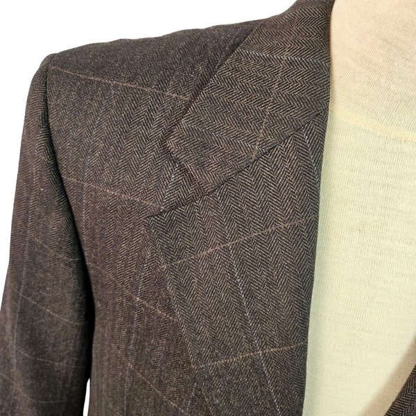 Mickey Spatz 3 Button Sport Coat Italy Virgin Wool 4" Notch Lapel Mens 38R Brown