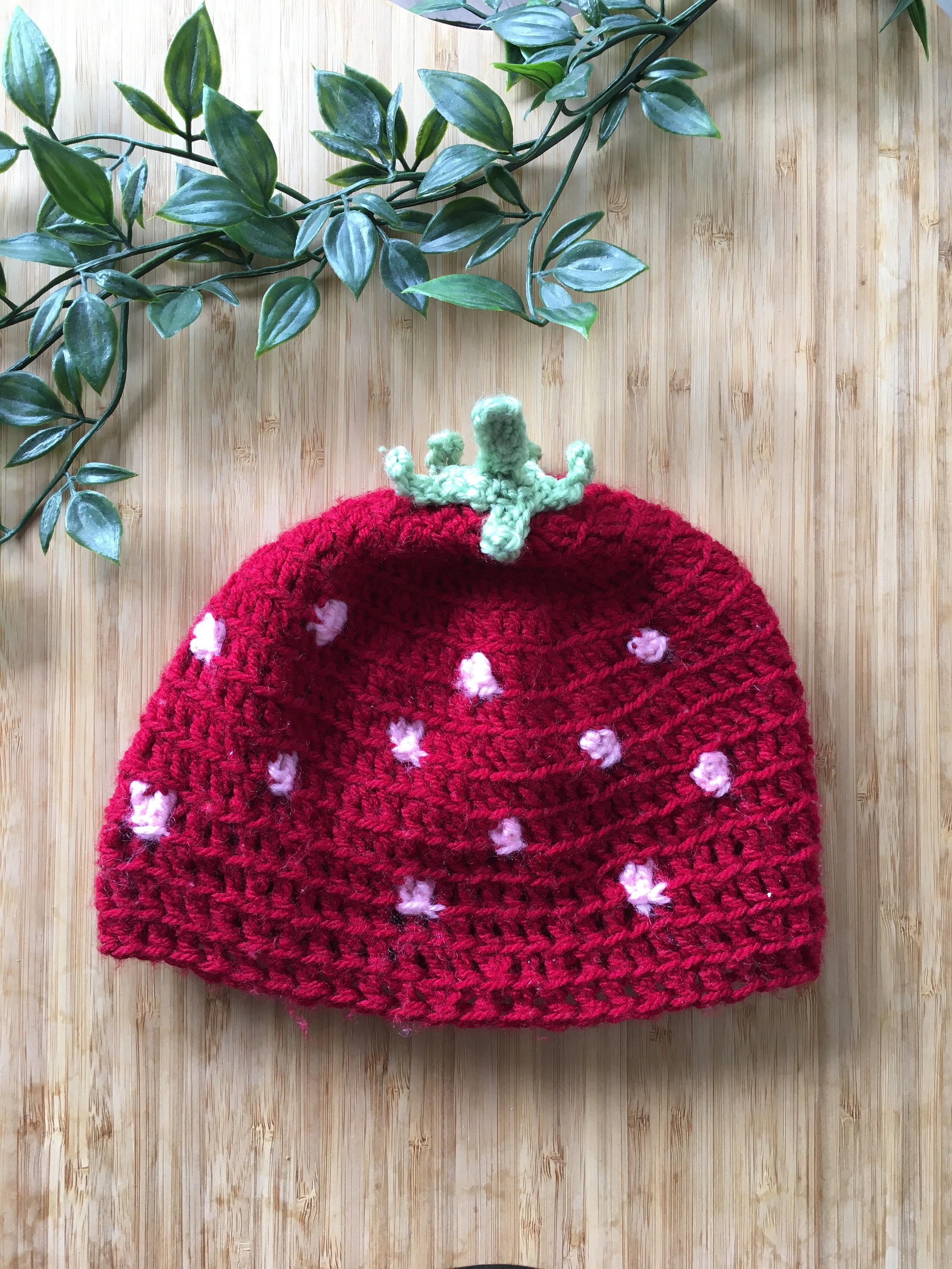 Strawberry beanie crochet beanie cute kids beanie for Etsy