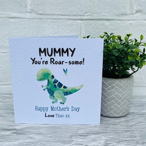 Dinosaur Mother’s Day Card, Dinosaur Birthday Card For Mum, Mummy’s Mother’s Day, Personalised Mummy Card, To my Mummy From Your Son