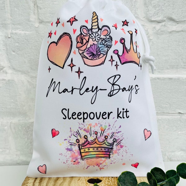 Personalised Sleepover Kit Bag, Sleepover Drawstring Bag, Gifts For Sleepover, Sleepover Gifts, Sleepover Squad, Teepee Party Gift