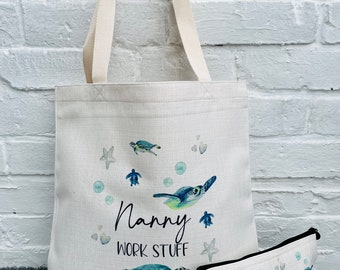 Personalised Turtle Work Bag, Personalised Turtle Bag, Turtle tote Bag, Gifts For Turtle Lovers, Turtles Gifts, Turtle Shopper