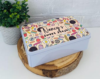 Personalised Sweet Tin, Treats Gift, Treat Tin, Sweet Present, Goodie Tin,Keepsake Gift, Gift For Sweet Lover, Personalised Biscuit Tin
