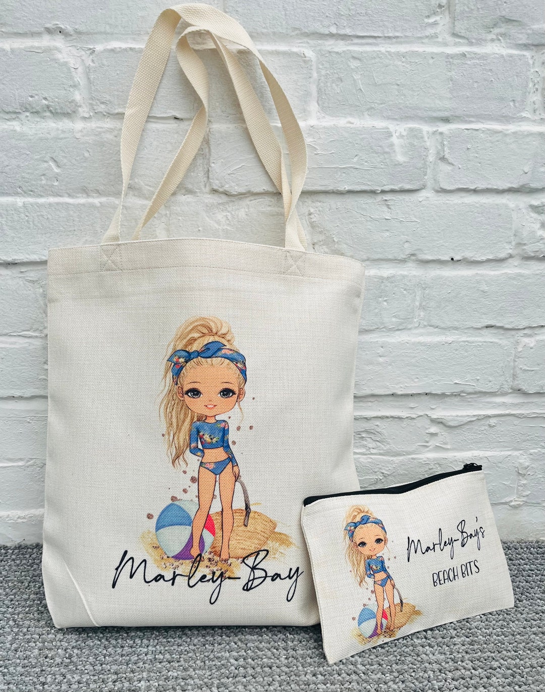 Personalised Beach Bag, Personalised Girls Beach Bag, Travel Set for