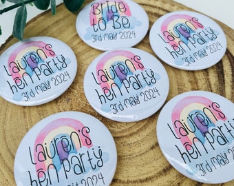Personalised Hen Party Badge, Hen Party Favours, Gifts For Hen Party, Bride To Bride Badge, Hen Party 2024, Rainbow Hen Party Gift, Rainbow