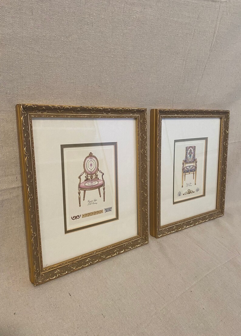 Set Of Two The Bombay Company Chair Pictures 1980 Vintage Letterpress Prints Art Collectibles Kromasol Com