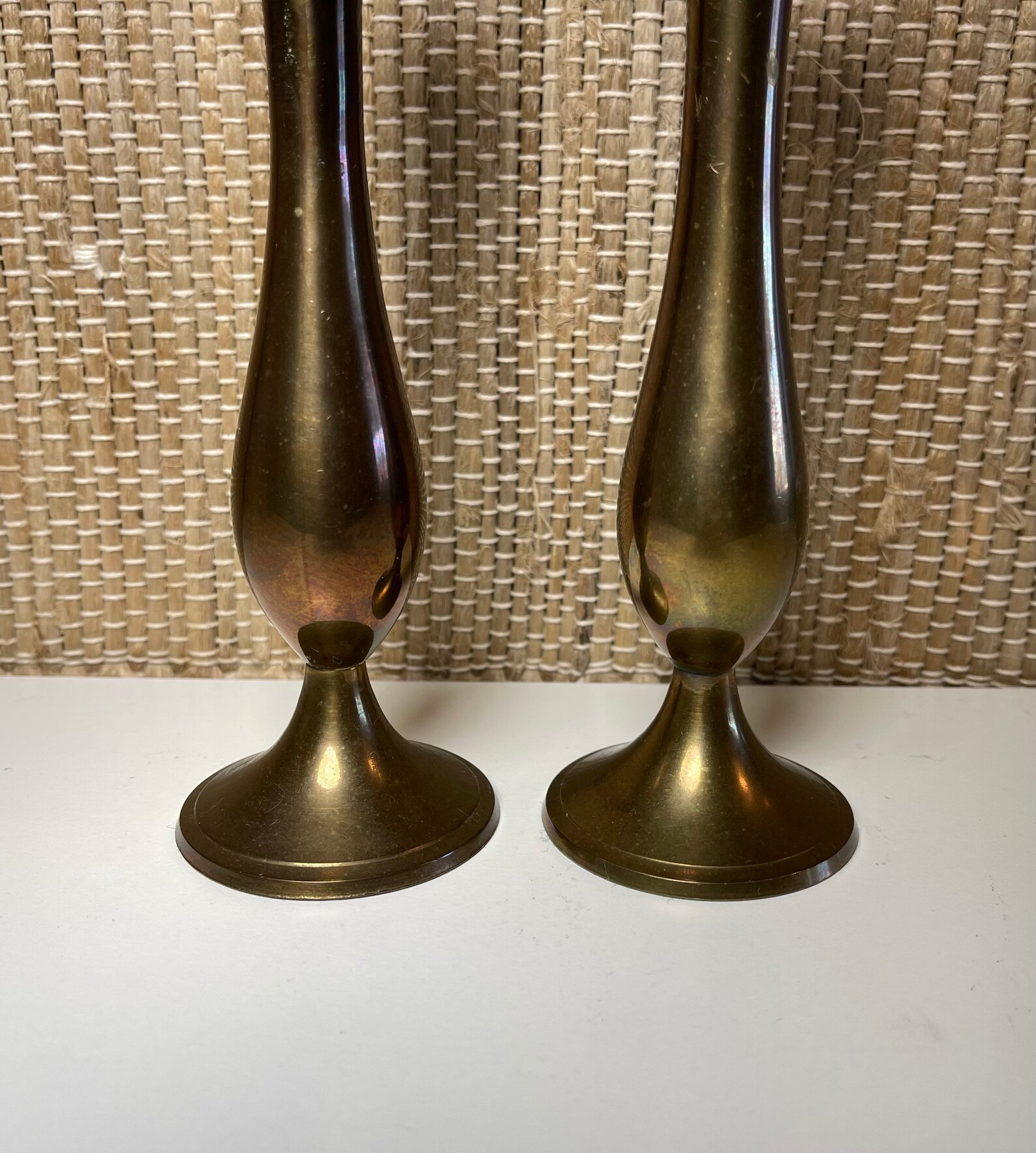 Pair of Two Vintage Skinny Brass Vases/Vintage Brass Etsy