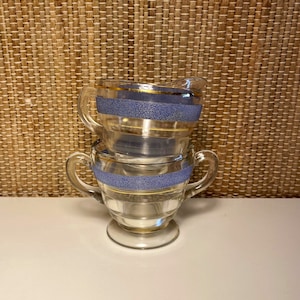 Vintage Glass Sugar Bowl & Cream Set/Vintage Kitchen Decor/Vintage Glass Set/Sugar Cream Sets