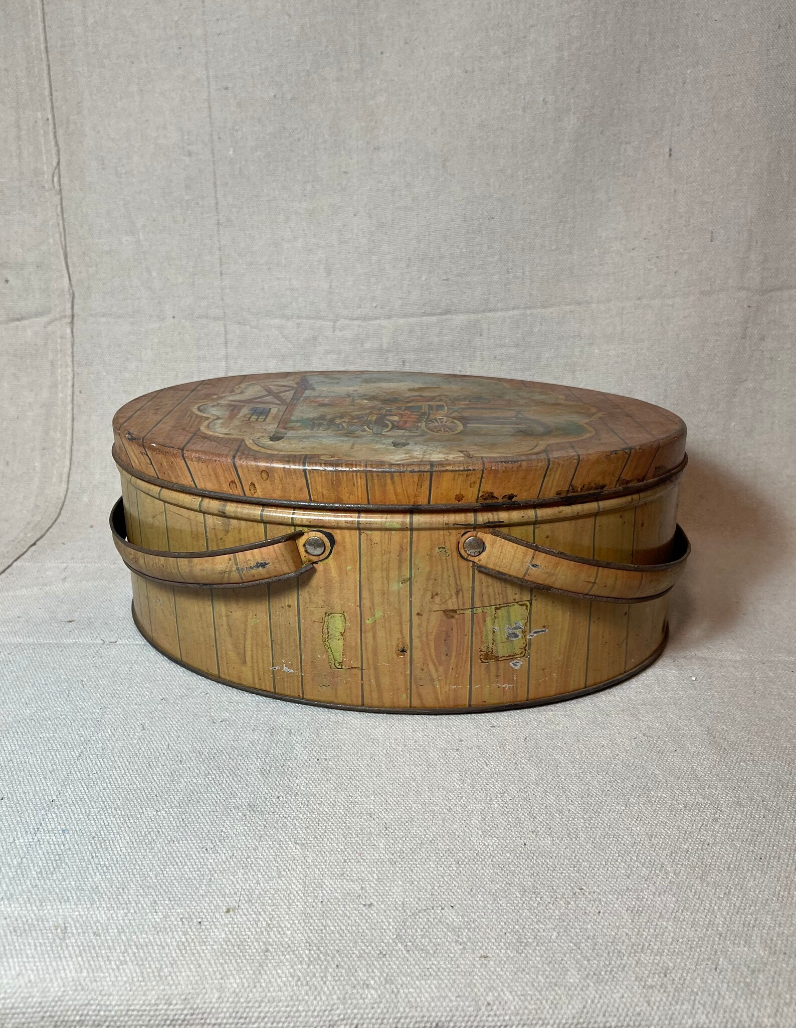 Vintage Stagecoach Sewing Tin with Handles/Vintage Etsy