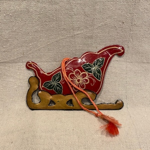 Hand Painted Metal Sled/Vintage Christmas Decor
