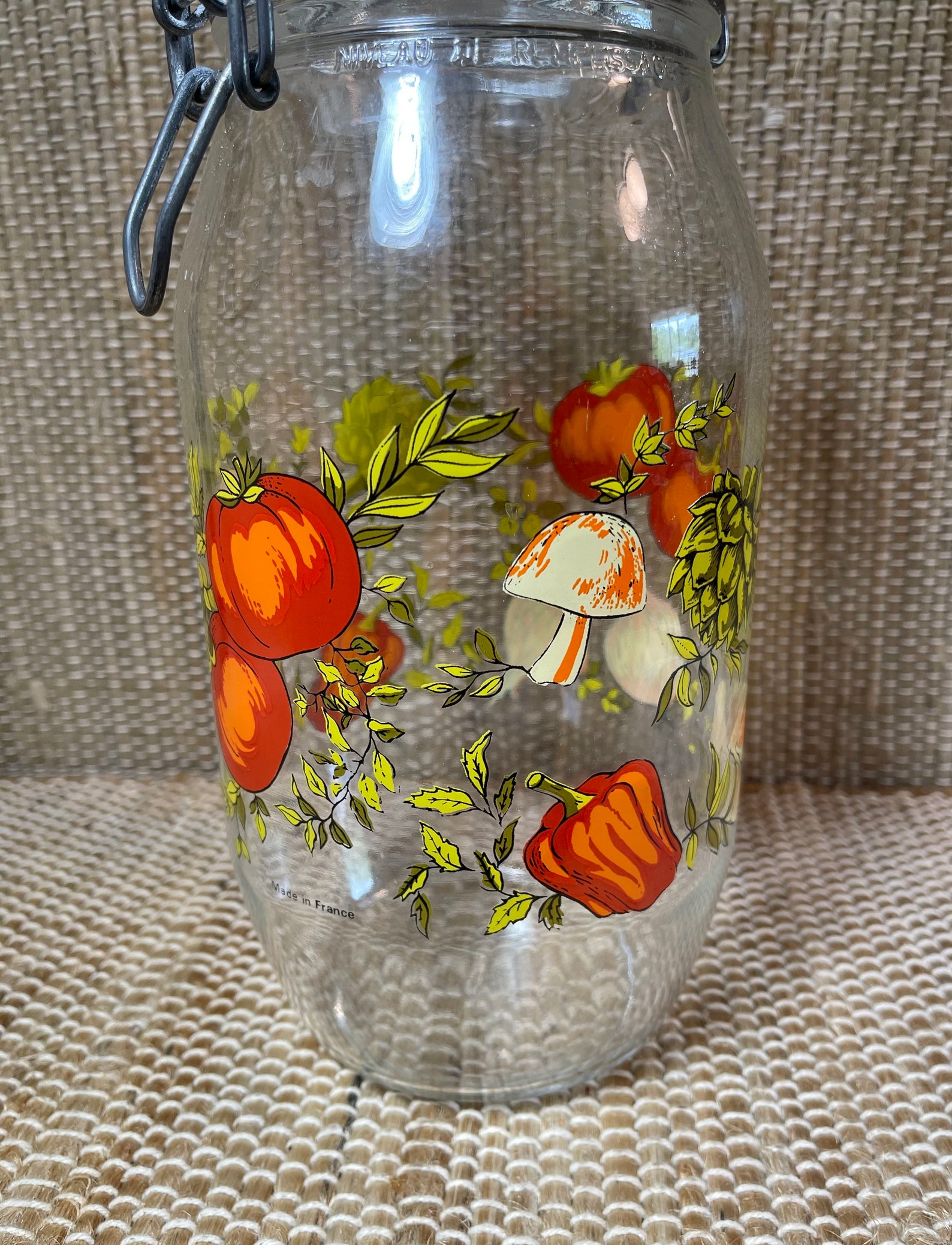 Vintage Glass Kitchen Canister with Vegetables/Vintage Kitchen Etsy