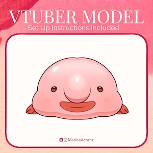 Modelo VTuber Jiggly Blobfish con seguimiento de ratón y teclado. Incluye instrucciones de configuración.