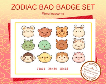 Chinese Zodiac Bao Badge Set