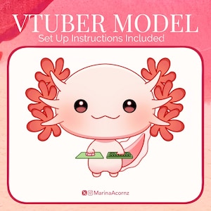 Customizable Axolotl VTuber Model Mouse + Keyboard Tracking, Includes Set Up Instructions