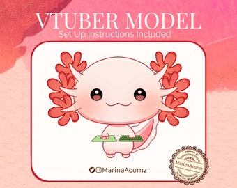 Customizable Axolotl VTuber Model Mouse + Keyboard Tracking, Includes Set Up Instructions