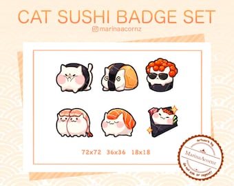 Cat Sushi Badge Set