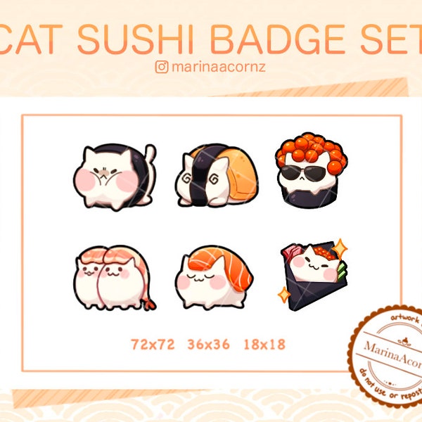 Cat Sushi Badge Set