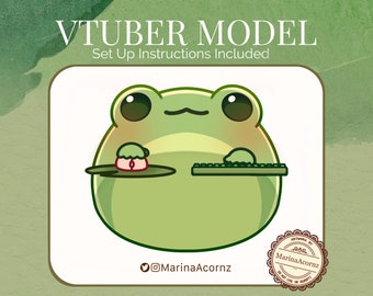 Jiggly Frog VTuber Model With Spud Mouse and Keyboard, Includes Set Up Instructions