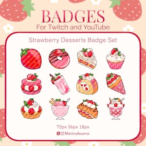 Strawberry Desserts Badge Set