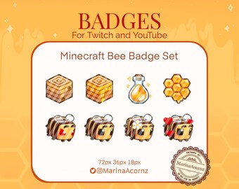 Minecraft Bee Badge Set