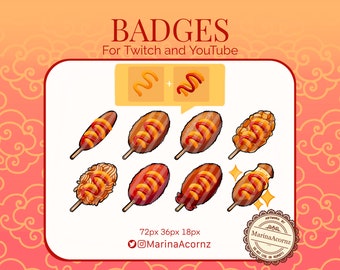 Korean Corn Dog Badge Set + Tier 2 and 3 Flairs