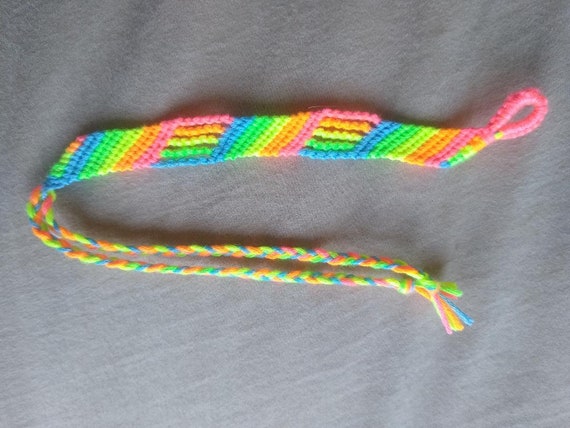 Neon Chain Link Candy Stripe Friendship Bracelet Etsy Neon Chain Link Candy Stripe Friendship Bracelet Etsy