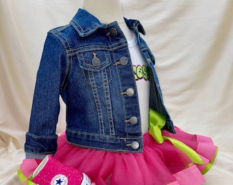 Fresh Princess Custom Denim Jacket (Luxe) - Graffiti Style Jean Jacket - Rhinestones