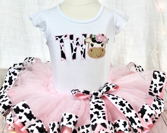 Strawberry Milk Tutu - Cow Birthday - Farm Birthday - Tutu for Girls - Birthday Tutu - Moo Moos and Tutus - 2nd Birthday