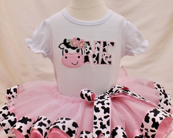 Strawberry Milk Tutu - Cow Birthday - Farm Birthday - Tutu for Girls - Barnyard Birthday Tutu - Moo Moos and Tutus - 1st Birthday