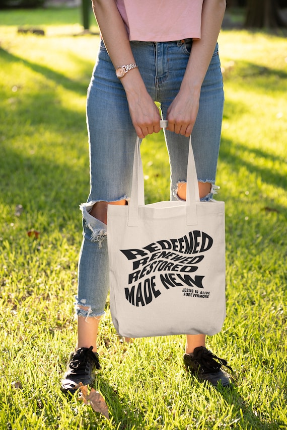 Christian Tote Bag: He is Alive, Organic Cotton Bible Bag
