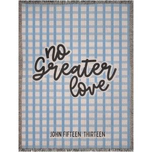Christian Woven Blanket: No Greater Love, Checkerboard Cotton Throw 60x80 inch