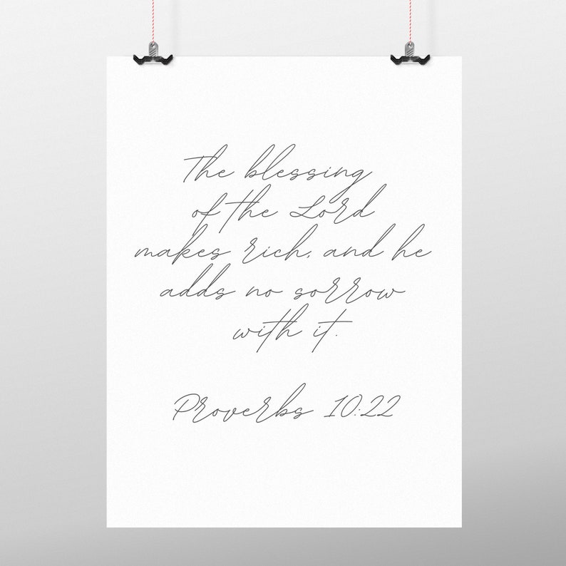 Proverbs 10:22, Digital Print, Modern Scripture Decor, Bible Wall Art ...
