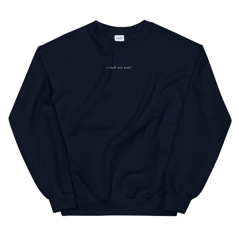 Embroidered Psalm 23 Christian Crewneck Sweatshirt Navy