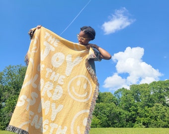 The Joy of the Lord Woven Blanket: Christian Home Decor