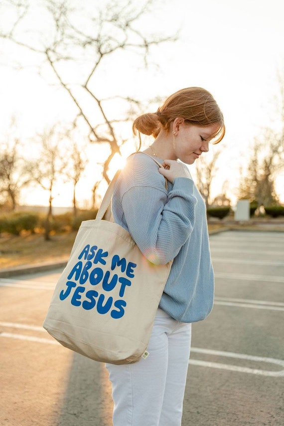 Ask Me About Jesus Tote Bag, Christian Tote Bag, Christian Bag, Christian  Clothing, Faith Based Clothing, Christian Apparel, Jesus Tote Bag 