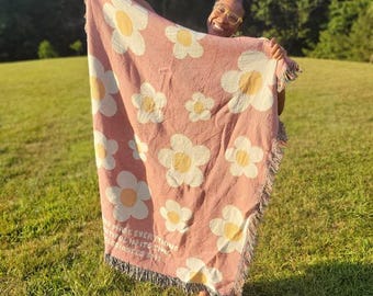 Christian Woven Blanket: Floral Faith Based Home Decor, He Has Made Everything Beautiful
