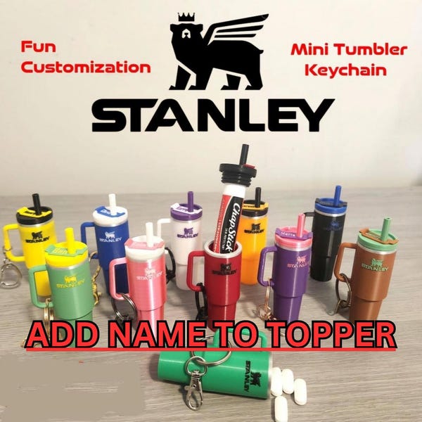 Llavero personalizado de vaso Stanley: soporte para bálsamo labial y pastillero