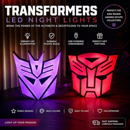 Transformers LED Light: Autobots & Decepticons Logo Bundle - Etsy