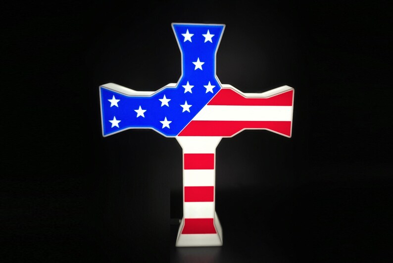American Flag Cross Led Light Desk Lamp Gift Decor House Warming ...