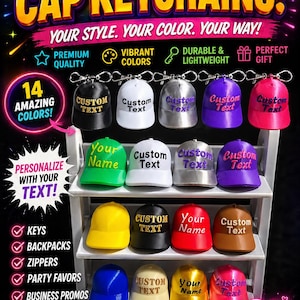 Personalisierte Mini Hut Schlüsselbund Custom Name Baseball Cap Schlüsselbund Team Geschenk Rucksack Reißverschluss Charm Party Favor Benutzerdefinierte Text Schlüsselbund