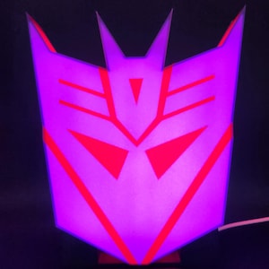 Personalized Transformers Decepticon LED Light: Cybertron Symbol Decor