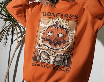 Halloween Sweatshirt Bonfires Burning Bright Trick or treat Vintage plus size oversized sweatshirt crewneck sweatshirt fall hoodie