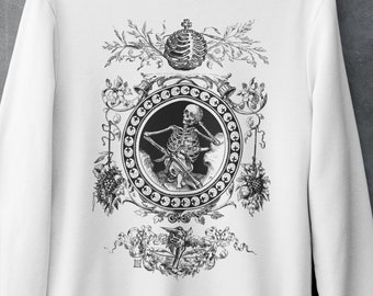 Skeleton Goth Victorian / Oversized Crew Neck Sweatshirt / HalloweenSweatshirt for Men
