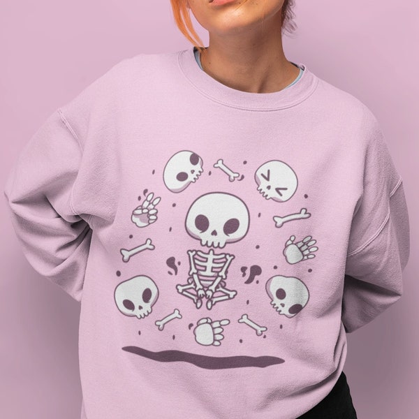 Squelette kawaii, goth pastel Halooween, sweat-shirt d’Halloween, col d’équipage, chemise unisexe, sweat à capuche pastel, goth kawaii,