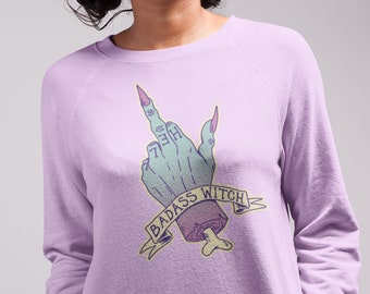 Bad * ss Witch, gótico pastel Halooween, moletom de Halloween, gola redonda, camisa unissex, moletom com capuz pastel, gótico kawaii,