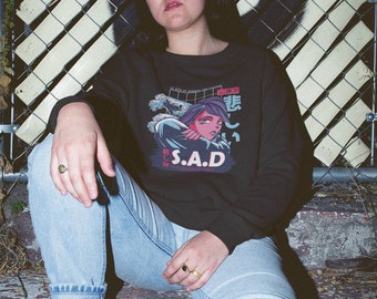 Moletom E girl, moletom grande com gola redonda, moletom com capuz feminino