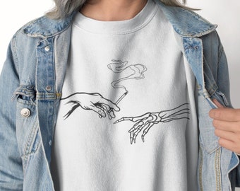 Ropa estética Estética camiseta sudadera sudadera estética renacentista línea de arte Michael Angelo Estética Hombres Crew Cuello