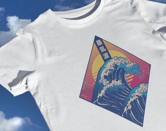 The Great Wave Off Kanagawa, Vaporwave, Tshirt, Aesthetic clothing, Japanese shirt, top, wave jumper, oversized sweat