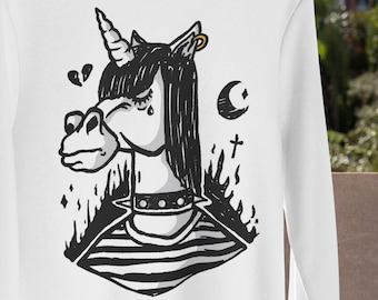 Goth Clothes , Emo Clothing , Emo Unicorn, Emo Sweatshirt, Oversized Sweatshirt, Emo Hoodie, Emo forever, Goth Clothing crew neck sweatshirt