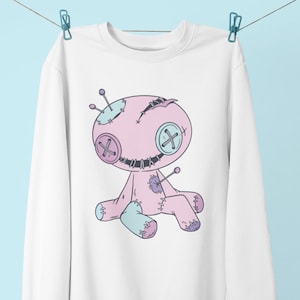Pastel Goth Aesthetic Shirt Kawaii hoodie, Voodoo doll E girl Sweatshirt , Oversized Crew Neck Sweatshirt , Vaporwave ,  womens hoodie