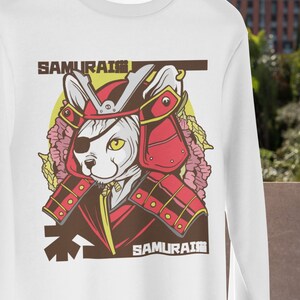 Samurai Cat, Japanese aesthetic, Japanese Hoodie , Japanese Sweatshirt, Aesthetic Clothing, Oversized sweatshirt crew neck sweatshirt